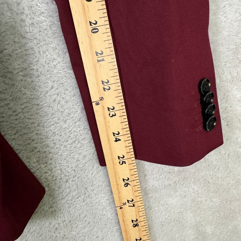 NEW EXPRESS Mens 36R Slim Fit Burgundy Red Blazer Jacket Suit Coat Casual Preppy - Picture 10 of 13